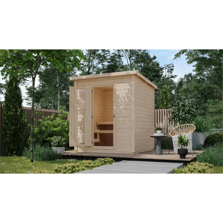 Karibu Sauna Hytti 2 naturbelassen mit 9 kW Bio-Ofen mit externer Steuerung – Bild 3