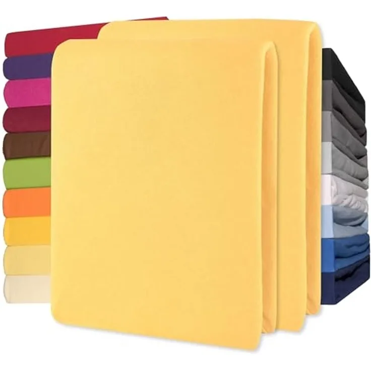 CelinaTex Jersey Spannbettlaken Lucina 200x200-200x220 cm Creme gelb 100% Baumwolle gekämmt bis 26cm Matratzenhöhe Oeko-TEX