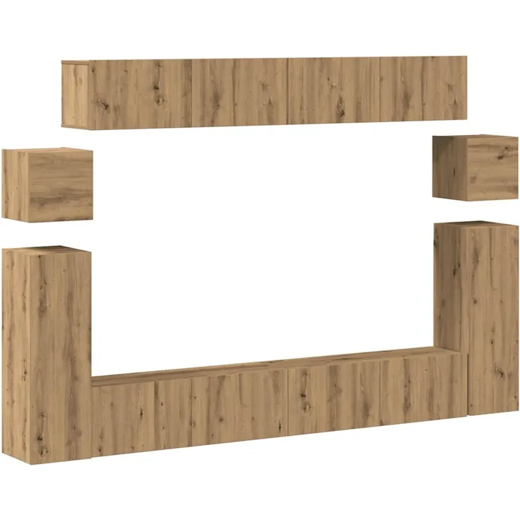 vidaXL 8-tlg. TV-Schrank-Set Wandmontage Artisan-Eiche Holzwerkstoff 3329148