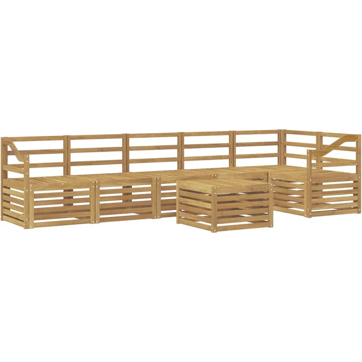 vidaXL Outdoor-Sofagarnitur 7 stk. 6-Sitzer Weiß Massivholz Akazie 3391969 – Bild 2