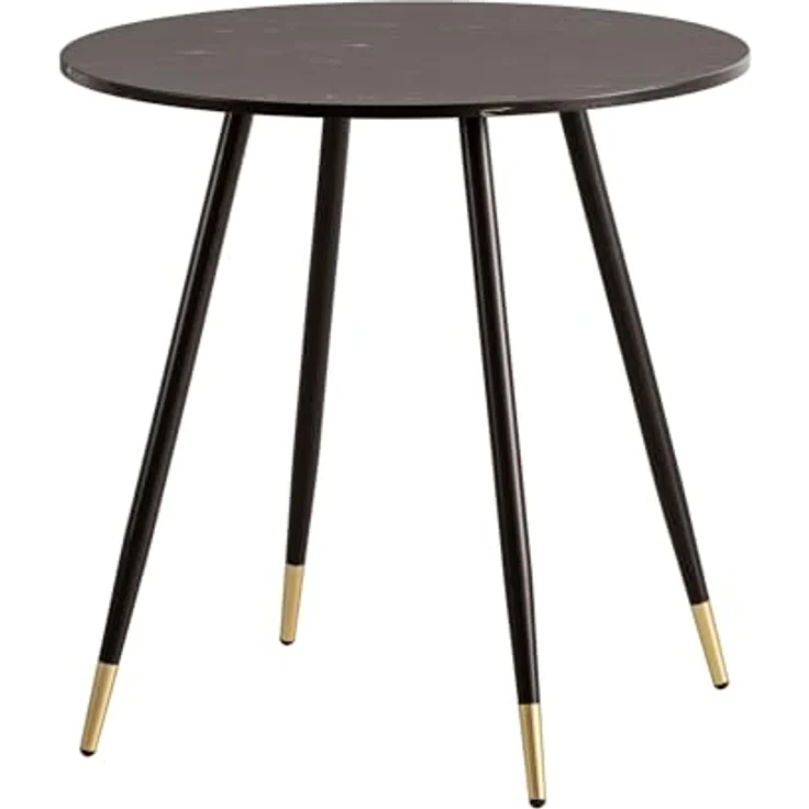 Esszimmertisch Rund 75x75x76cm Marmor-Optik Schwarz Metallbeine Modern – Bild 2