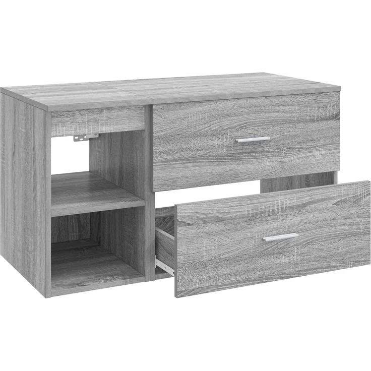 vidaXL Badezimmermöbel-Set zur Wandmontage 2 stk. Grau Sonoma 3403941 – Bild 4