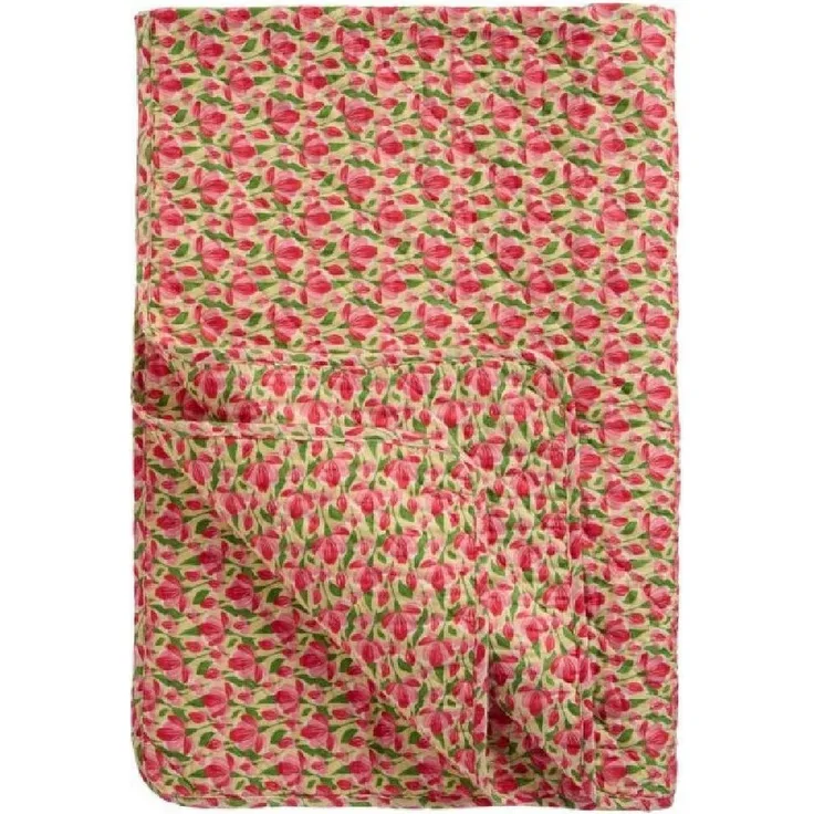 Wohndecke Ib Laursen Quilt Decke Tagesdecke mit roten und rosa Blumen, Ib Laursen