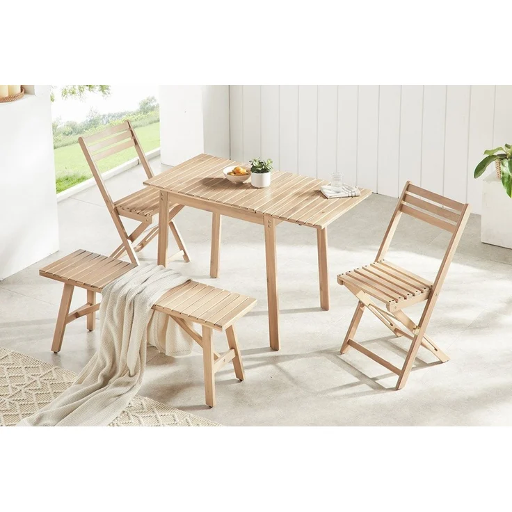 riess-ambiente Gartenstuhl BALI natur hell – Massivholz, klappbar, wetterfest, Outdoor (Einzelartikel, 1 St), klappbarer Balkonstuhl aus Massivholz – ideal für Garten & Terrasse – Bild 2