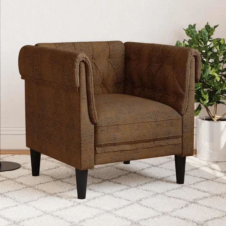 vidaXL Chesterfield-Sessel Braun Stoff 372546