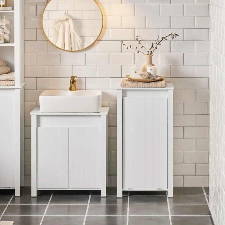 SoBuy BZR100-W Badunterschrank, MDF, Lackiert, Weiß, 45 x 85,5 x 35 cm – Bild 2