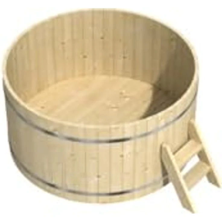 Finntherm Holz Badefass Bergen, Hot Tub Ø 160 x 101 cm, Edelstahl-Ofen 22 kW, für 3-4 Personen, inklusive Einstiegsleiter und schnell aufstellbarem Bausatz – Bild 5