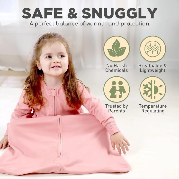 Mama Cheetah Baby Schlafsack mit Ärmeln, 0.5 TOG Bio-Baumwolle Wearable Blanket und Zwei-Wege-Reißverschluss, Swaddle Transition Long Sleeve Sleep Sack für Neugeborene to Kleinkind, 6-12 Monate – Bild 6