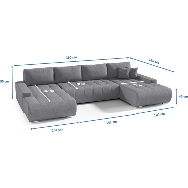 Wohnlandschaft Sofa mit Schlaffunktion VOGAR Stoff Aston Braun – Bild 4