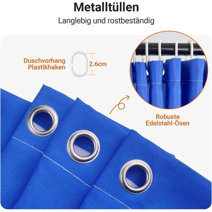 Duschvorhang Delphin 200x200cm Wasserabweisend Waschbar mit 12 Ösen – Bild 4