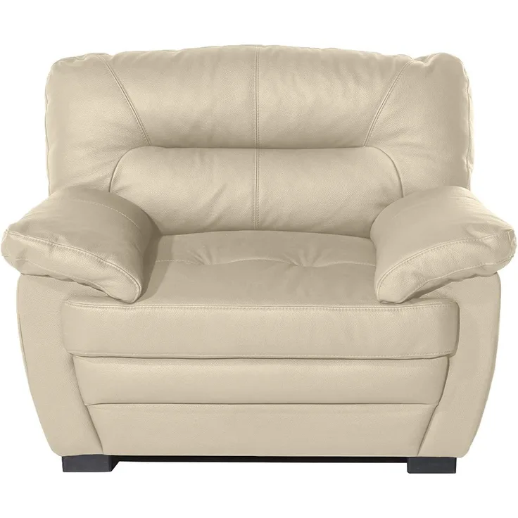 Mivano Ledersessel Royale / Zeitloser, bequemer Sessel mit hoher Rückenlehne / 110 x 86 x 90 / Lederimitat, Beige