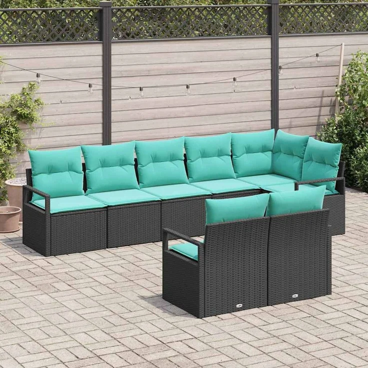 vidaXL Sofa Set 8 stk. Schwarz [Synthetisch]: Poly Rattan 3346436 – Bild 3