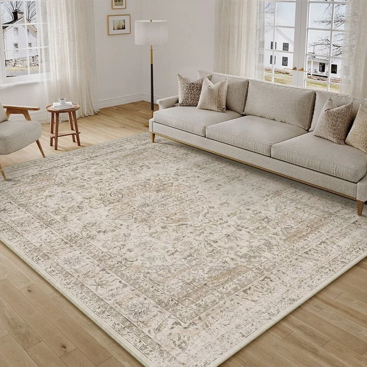 PURECOZY Teppich Kurzflor, Vintage Boho Teppich, rutschfest und pflegeleicht, rechteckig, Höhe: 6.1 mm, geeignet für verschiedene Innenräume, 60×180 cm – Bild 1