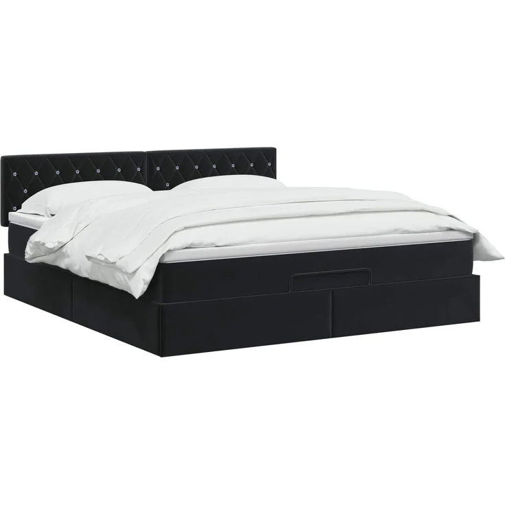 vidaXL Ottoman Bett mit Matratze Schwarz 140 x 200 cm Samt 3456491 – Bild 3