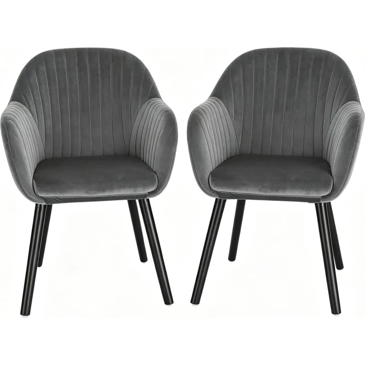 Esszimmerstuhl 81 cm mit Armlehnen und Samtbezug, 2er-Set, Sitzfläche 40x40 cm – Bild 5