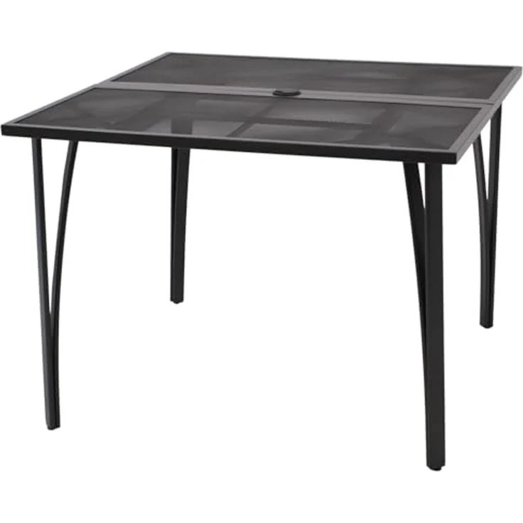DEGAMO Gartentisch CLASSIC, 100x100cm, stabiles Stahlgestell, Tischplatte Streckmetall anthrazit – Bild 1