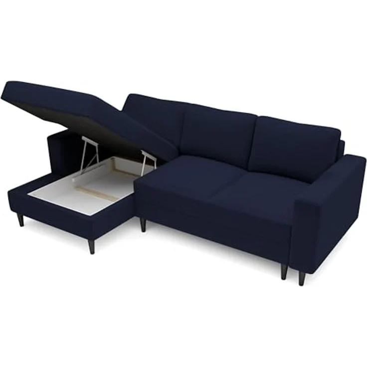 Selsey - Nalika L-förmiges Eckschlafsofa mit einem Behälter aus marineblauem hydrophobem Velours auf der linken Seite – Bild 6