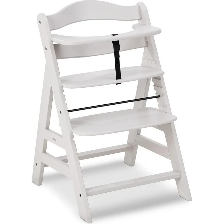 Hauck Kinder Hochstuhl Alpha+ - Mitwachsender Holz Babystuhl (FSC zertifiziert), Kinderhochstuhl ab 6 Monate, verstellbar, mit Schutzbügel, Schrittgurt und 5-Punkt-Gurt - Creme – Bild 3