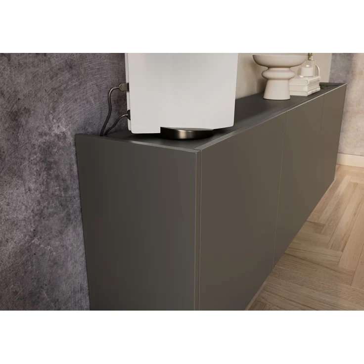 Hängeschrank >PIANA< 3 Türen,6 Fächer, Graphit - 138x45x25cm (BxHxT) – Bild 6