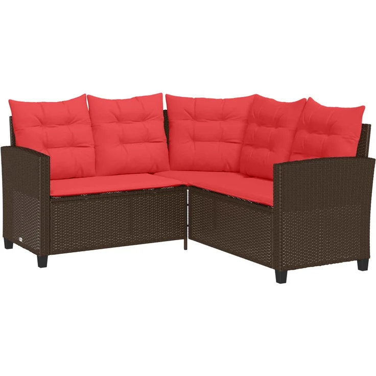 vidaXL Outdoor-Sofagarnitur 2 stk. 5-Sitzanzahl Braun und Rot 4103878 – Bild 5