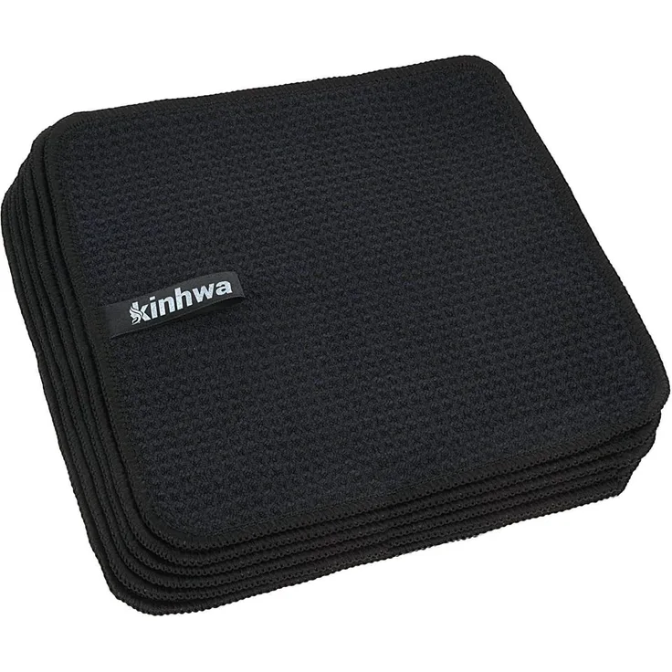 Schwarze Mikrofaser Spültücher 20x20cm 6 Stück - Waschbar & fusselfrei
