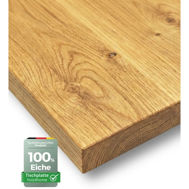 holz4home® Esstischplatte Massivholz Eiche I Gerade Kante I Massivholzplatte Naturgeölt Echtholz, Vollflächig 4cm dickes Massivholz – Bild 5
