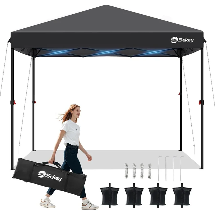 Pop Up Pavillon 3x3m, Wasserdicht Stabil Winterfest, Faltbar, Schwarz – Bild 1