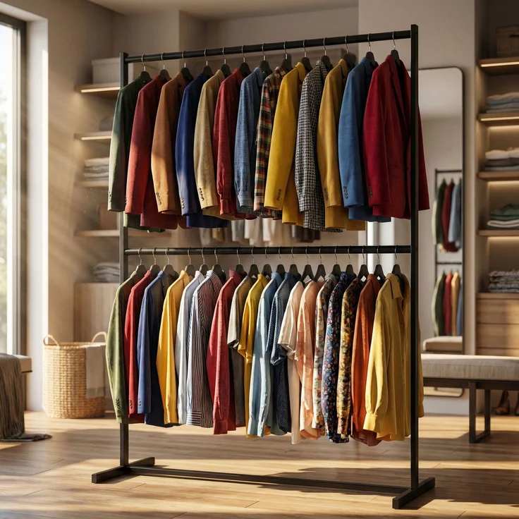 CLP Kleiderständer Helga aus Metall schwarz mit 2 Ebenen bis je 75 kg belastbar,150 cm – Bild 3