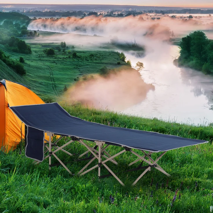 Feldbett, Camping-Bett, klappbar, wetterbeständig, Tinte. Tragetasche, 190 cm x 68 cm x 52 cm, Blau--Blau--52x68x190cm--YOUDENOVA – Bild 4