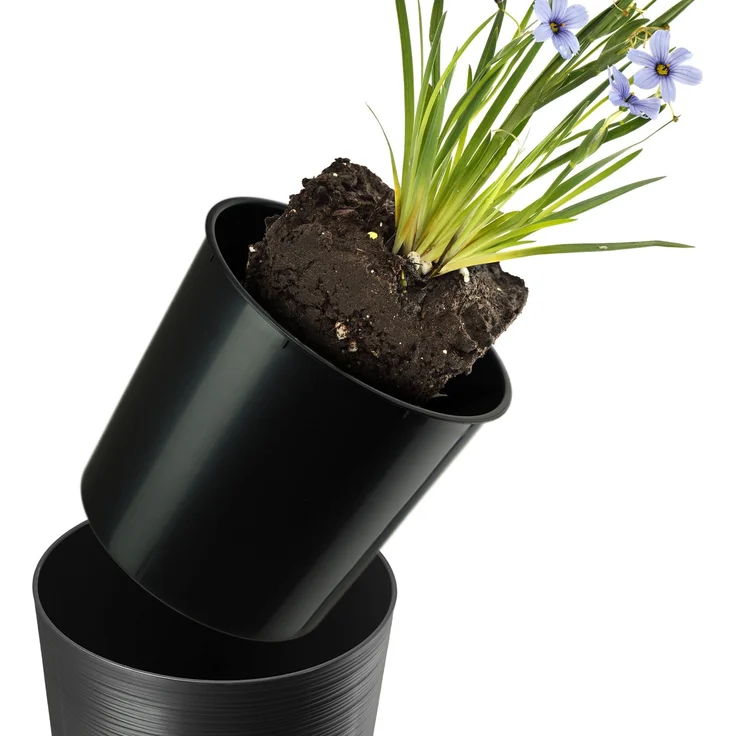 KADAX Blumentopf Blumentopf 57cm Abdeckung mit Einsatz Blumenständer Kunststoff Graphit – Bild 6