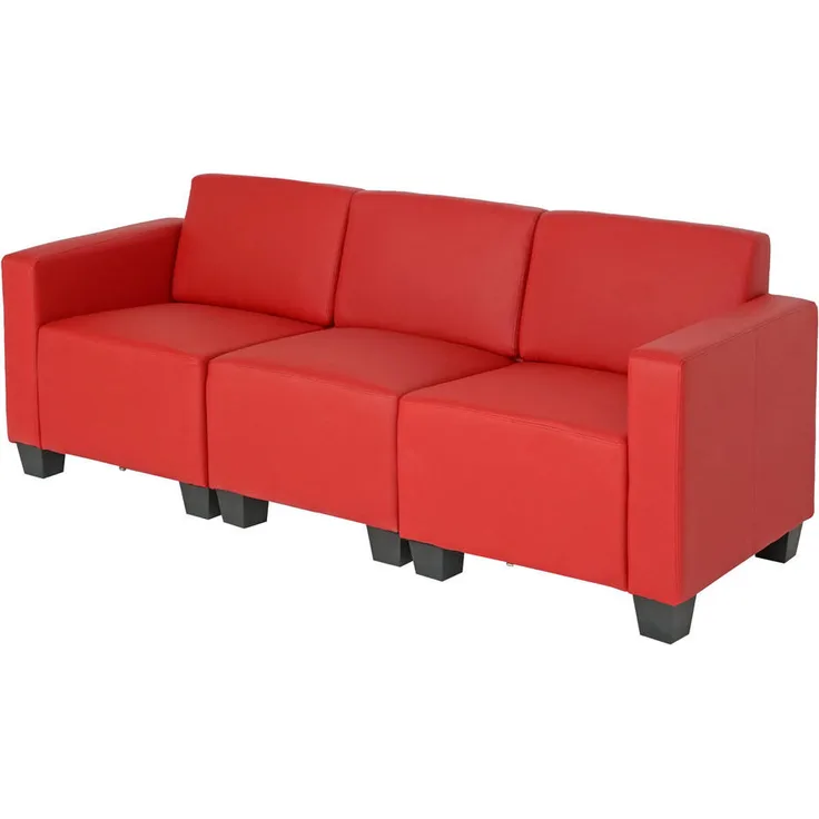 MCW 3-Sitzer Sofa, Rot, Textil, 193x76x72 cm, modernes Design, bequeme Polsterung, hohe Standfestigkeit