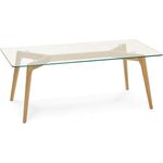 AlterEgo Loungetisch „Moly“, Transparente Glasplatte, Eichenholz, 60x46.5x120 cm, Modernes Design für Wohnzimmer