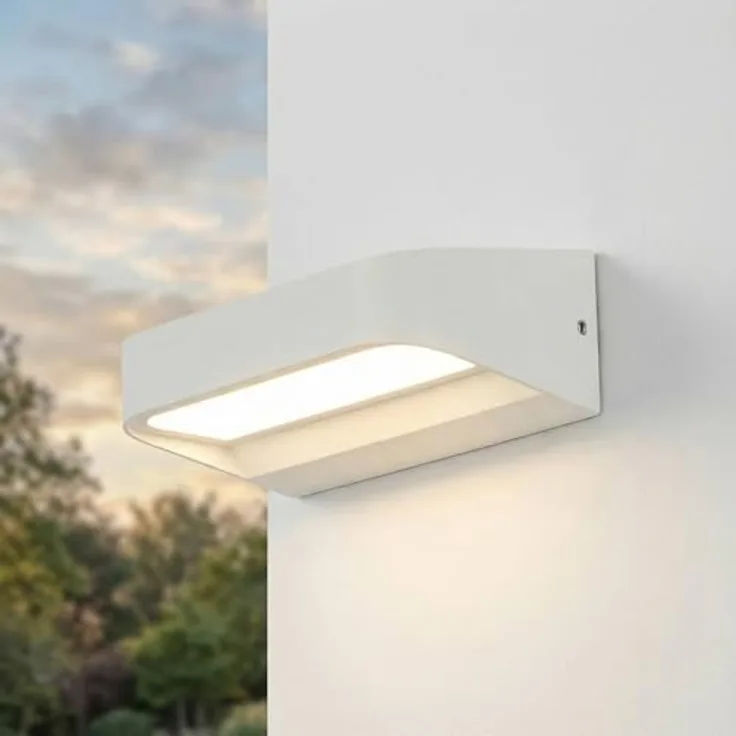 Licht-Erlebnisse LED Außenwandleuchte Aluminium, IP54, warmweiß 3000K, 450 lm, 14,2 cm breit, weiß, modern, ideal für Terrasse und Eingangsbereich