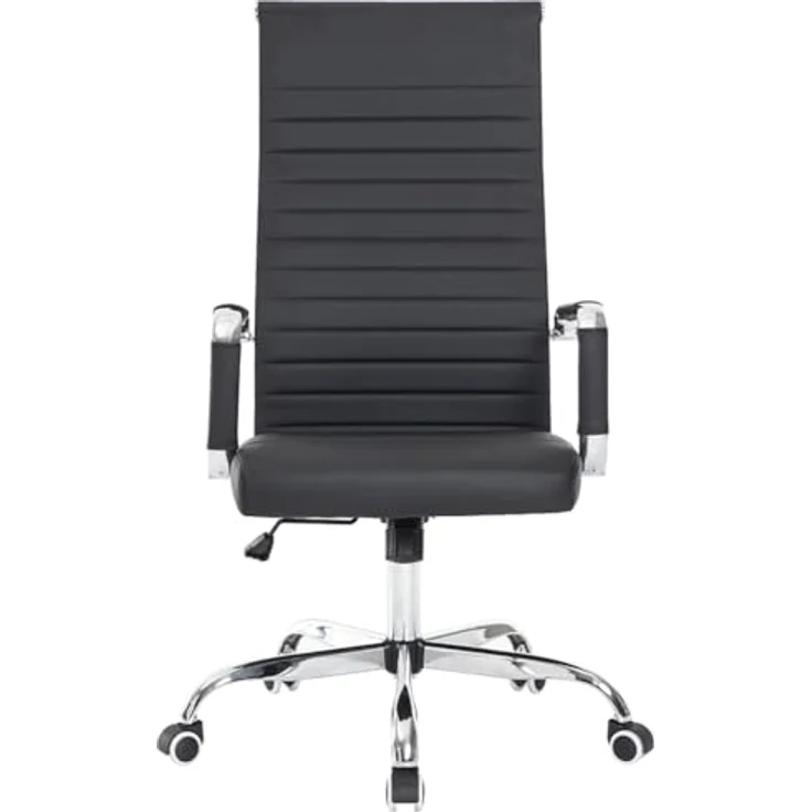 Bürostuhl ergonomischer Schreibtischstuhl mit Armlehnen, Chefsessel Computerstuhl hoher Rückenlehne, Arbeitsstuhl mit Wippfunktion bis 136 kg Belastbar Schwarz – Bild 3
