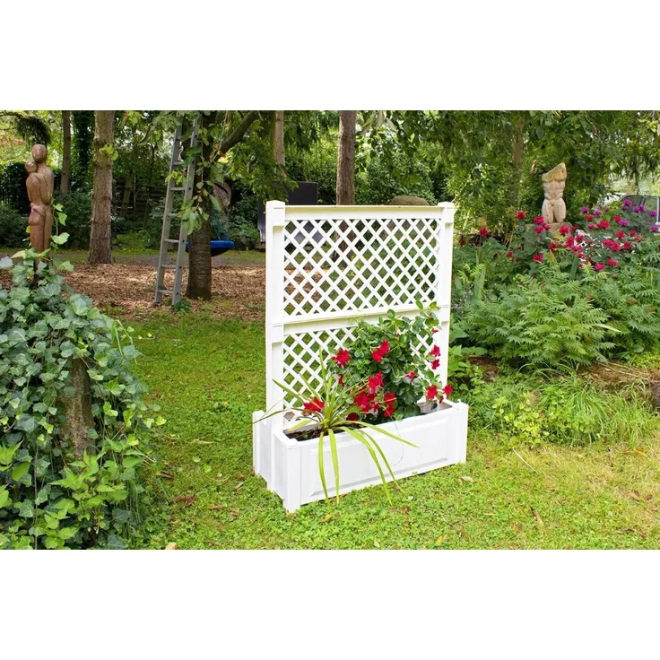 Pflanzkasten groß mit Zentralspalier (2-tlg.) 100 cm, weiß