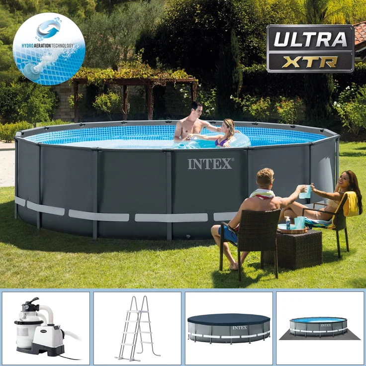Intex 'Frame Swimming Pool Set Ultra Rondo XTR', anthrazit, Ø 488x122 cm, inkl. Sandfilteranlage – Bild 2