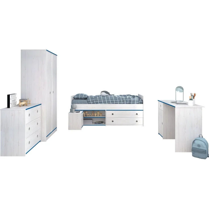 Komplettschlafzimmer >Smoozy 36< Set mit Absetzungen in Rosa oder Blau – Bild 3