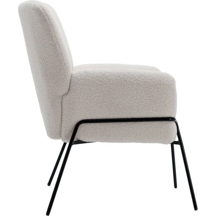 SVITA Loungesessel FREIA, Loungestuhl, Metallbeine, Teddyboucle, Weiß – Bild 2