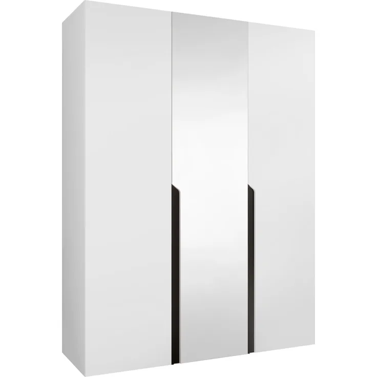 Kleiderschrank Veluna II 150 (Farbe: Weiß / Weiß + Schwarz)