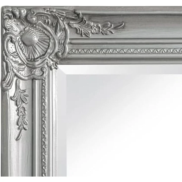 dasmöbelwerk Wandspiegel Wandspiegel Barock Silber 180x80 Spiegel Antik-Stil Ganzkörperspiegel, Spiegelfläche mit edlem Facettenschliff – Bild 4