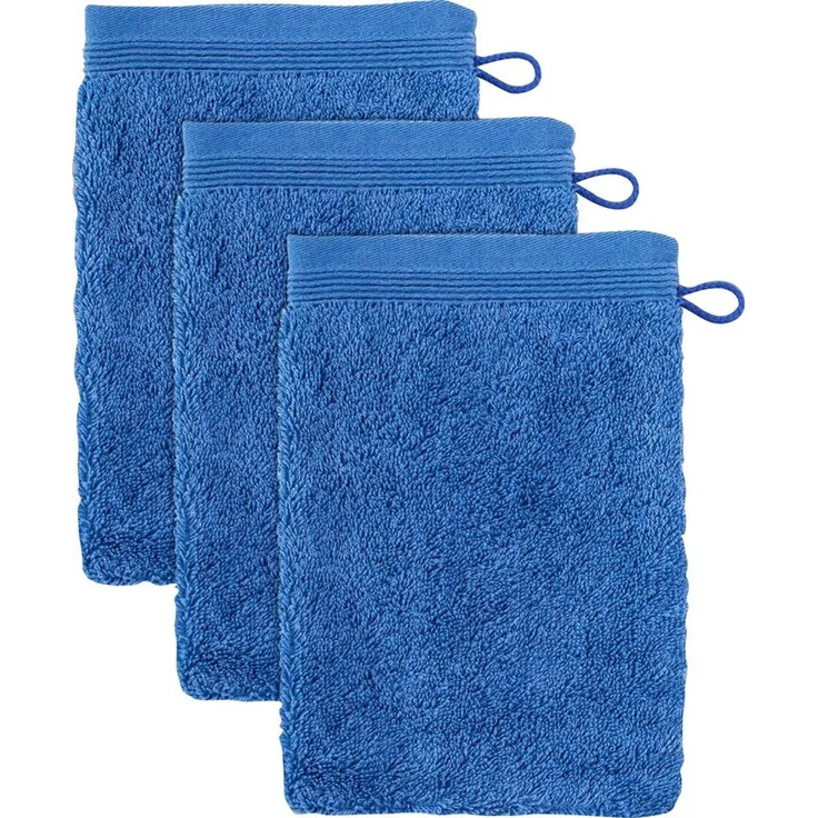 möve Superwuschel Waschhandschuh 15x20 cm aus 100% Baumwolle, cornflower 3er Set