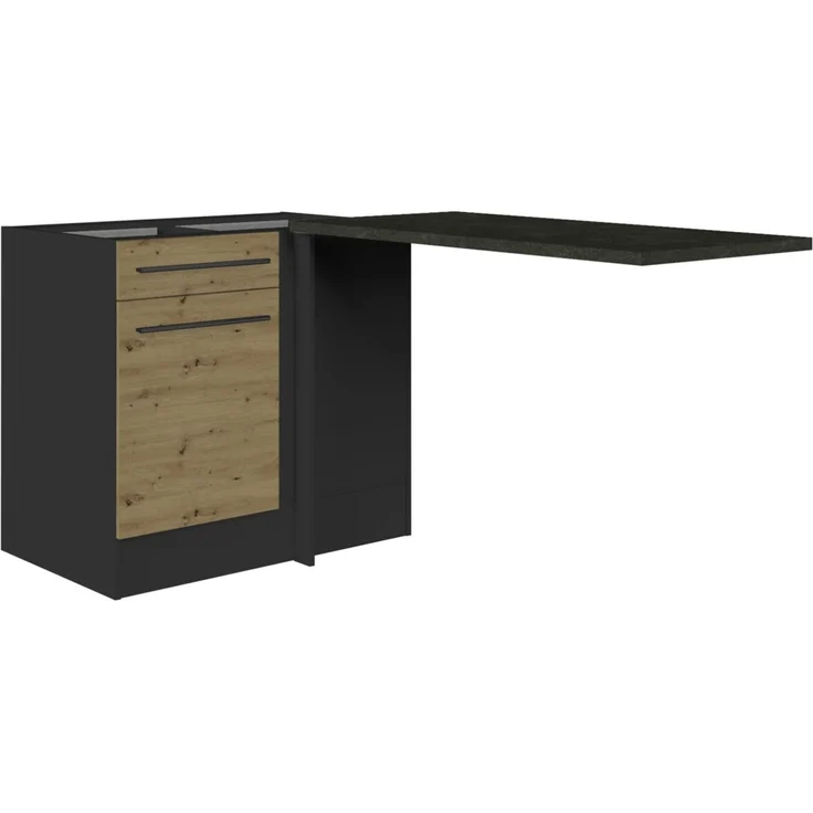 Yourkitchen 'JAZZ' Küchenschrank Eckunterschrank, Holznachbildung Eiche Artisan, 115 x 90 x 60 cm, mit Schublade – Bild 1