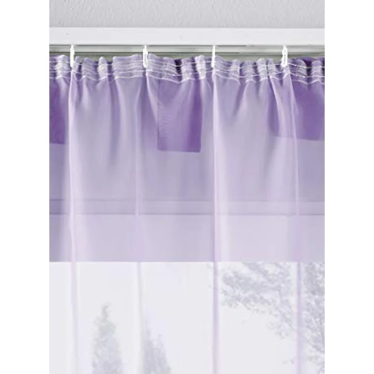 Gardinenbox 2er-Pack Gardinen Transparent Vorhang Set Wohnzimmer Voile Schlaufenschal mit Bleibandabschluß HxB 175x140 cm Flieder, 61000CN – Bild 6