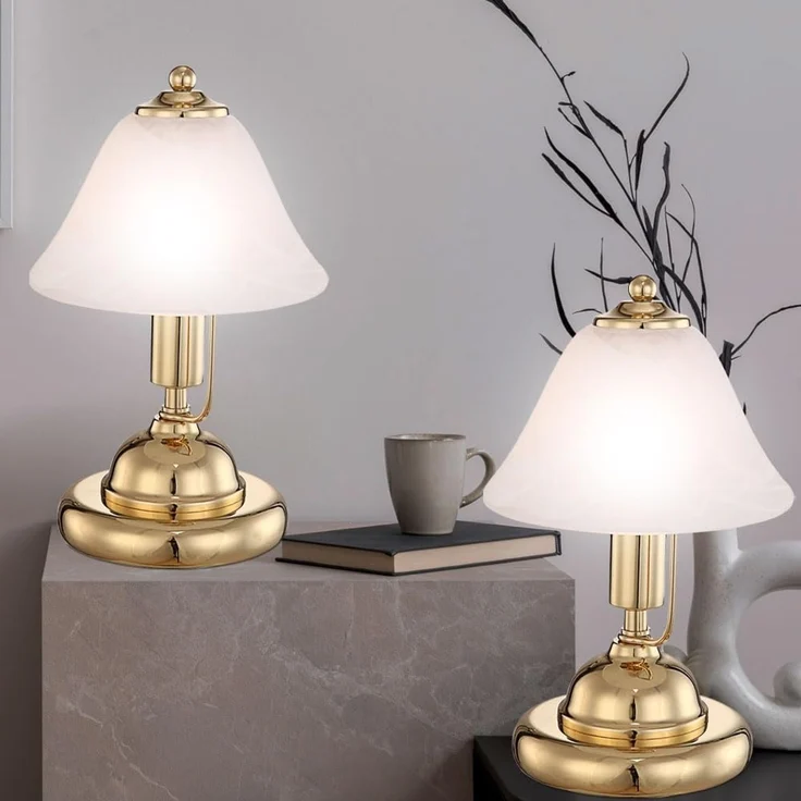 Messing LED Tischlampe, Touchschalter, Höhe 27 cm ANTIQUE – Bild 3