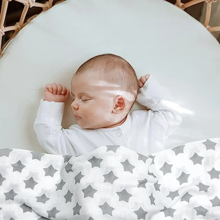 GLLQUEN 3er Pack Musselintücher Baby 70x70 Spucktücher aus Baumwolle | Saugstarke Mulltücher & Mullwindeln, weiche Stoffwindeln für Neugeborene, atmungsaktivBaby Geschenk(Stern) – Bild 2