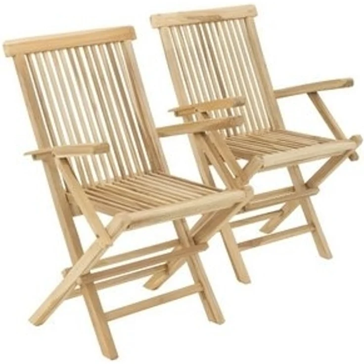 VCM Gartenstuhl 2er Gartenstuhl Hochlehner Klappstuhl Holz Teak – Bild 6