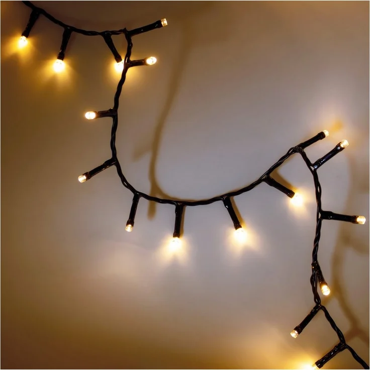Spetebo LED-Lichterkette Außen Lichterkette auf Trommel soft gold mit Stecker, mit Dual Timer – Bild 3