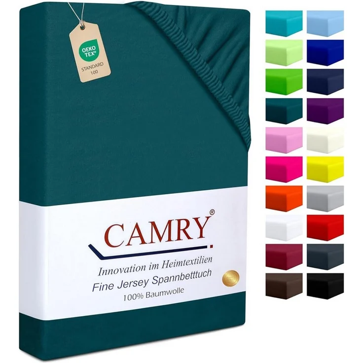 Camry Spannbettlaken CLASSIC Jersey 100% Baumwolle Spannbetttuch atmungsaktiv Gummizug, Jersey Baumwolle, Gummizug: rundum, 100% Baumwolle, alle Matratzenhöhen, atmungsaktiv, pflegeleicht – Bild 1