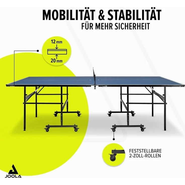 JOOLA Tischtennisplatte Inside 13 Indoor Tischtennistisch klappbares Untergestell – Schneller Aufbau inklusive Netz, blau, 274 x 152,5 x 76 cm – Bild 3