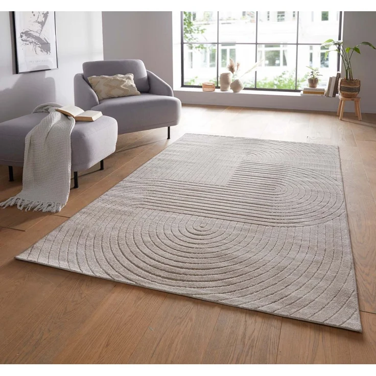 TaraCarpet Teppich TaraCarpet Zen Modern fürs Wohnzimmer Schlafzimmer und Outdoorteppich, rechteckig, Höhe: 5 mm, In&Outdoor Teppich hoch-tief 3D beige Wohnzimmer Schlafzimmer 120x170 – Bild 1
